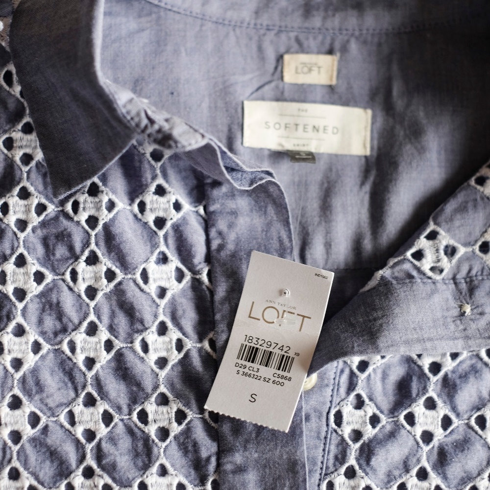 LOFT Women's Blue Patterned Top - Picture 5 of 8